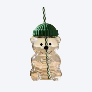 Glass Bear Cup,Bear Cup with Straw