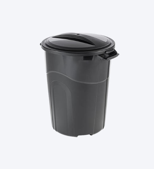 DayGo 32 Gallon Heavy Duty Plastic Garbage Can, Included Lid, Indoor/Outdoor, Black