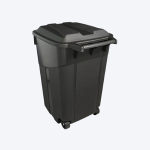GeRRiT 45-Gallons Black Plastic Wheeled Trash Can with Lid Outdoor, Long-Lasting Service Life