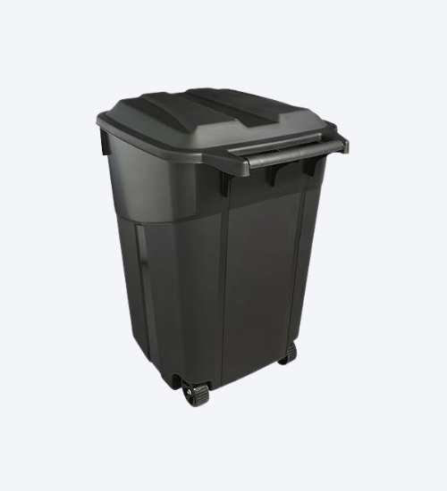 GeRRiT 45-Gallons Black Plastic Wheeled Trash Can with Lid Outdoor, Long-Lasting Service Life