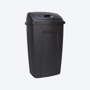 13 Gallon Trash Can, Plastic Swing Top Kitchen Garbage Trash Can, Black