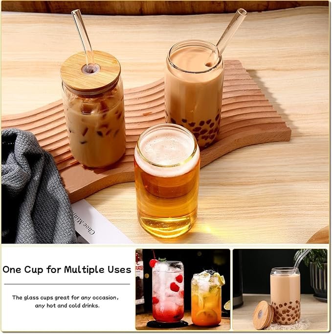 DWTS DANWEITESI Glass Cups with Lids and Straws 4 pcs - Image 5