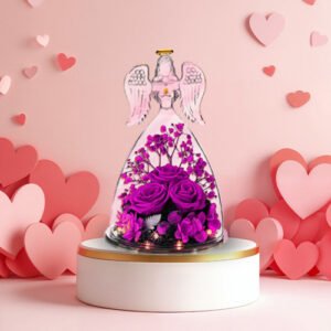 FIACO Valentines Day Gifts for Mom Women Birthday Preserved Rose in Glass Angel